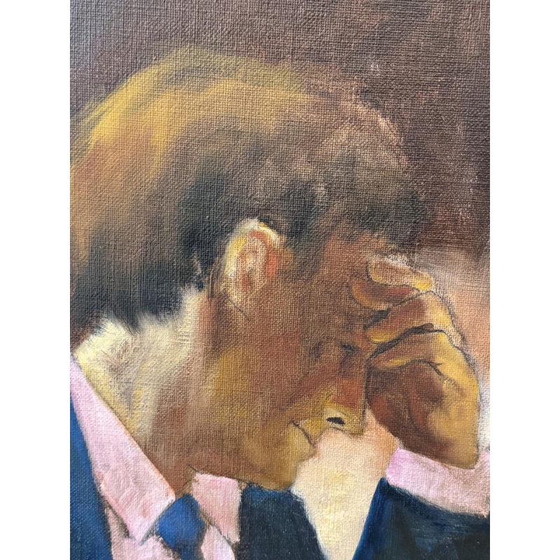 Christian HOCQUET “Het schaakspel”, olieverfschilderij op doek, 1992