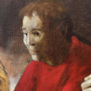 Christian HOCQUET “Het schaakspel”, olieverfschilderij op doek, 1992