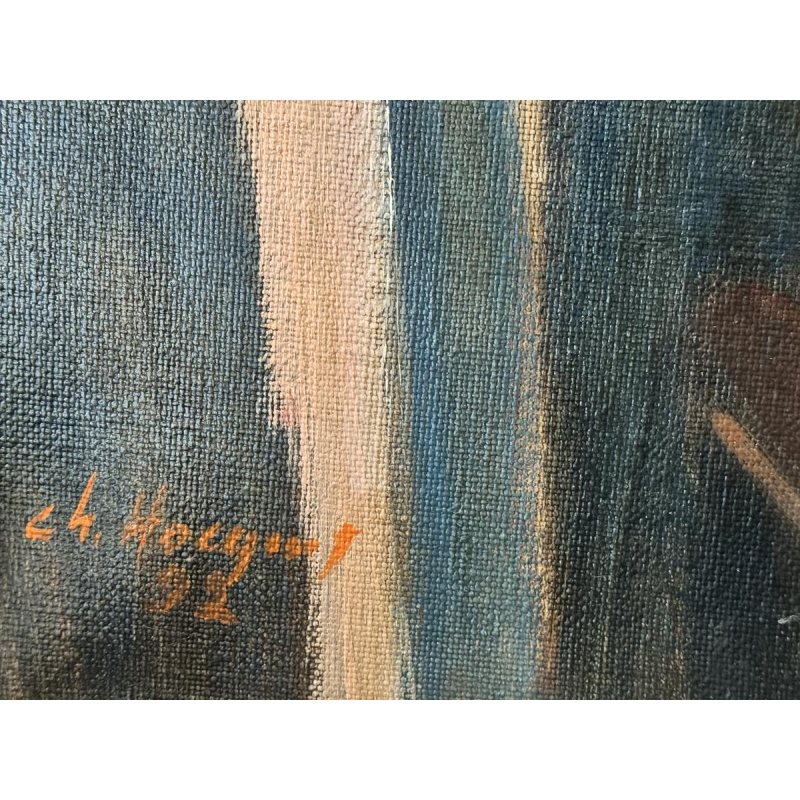 Christian HOCQUET “The Chess Game” oil painting on canvas 1992