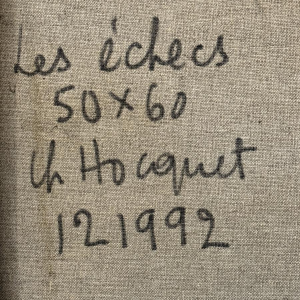 Christian HOCQUET “Het schaakspel”, olieverfschilderij op doek, 1992