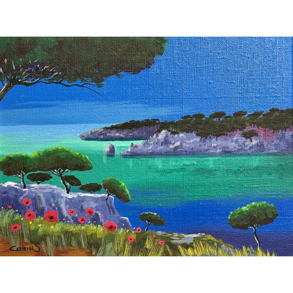 François CAMUS «Les pins» peinture huile sur toile, paysage provençal