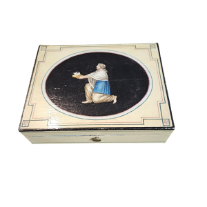 Spa wood, multi-compartment box, painted decoration of figures and portraits, Empire period, ca. 1810