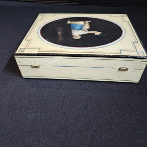 Spa-hout, doos met meerdere compartimenten, beschilderd met figuren en portretten, Empire-periode, ca. 1810