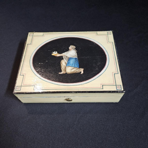 Spa wood, multi-compartment box, painted decoration of figures and portraits, Empire period, ca. 1810