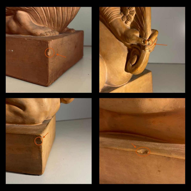 JOE DESCOMPS CORMIER 'Kneeling Nude Woman with Drapery' Art Deco terracotta sculpture, ca. 1910