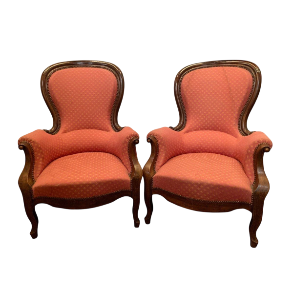 Pair of Louis Philippe mahogany armchairs, 19th century