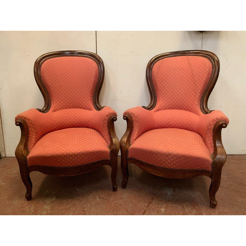 Pair of Louis Philippe mahogany armchairs, 19th century