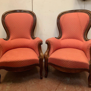 Pair of Louis Philippe mahogany armchairs, 19th century