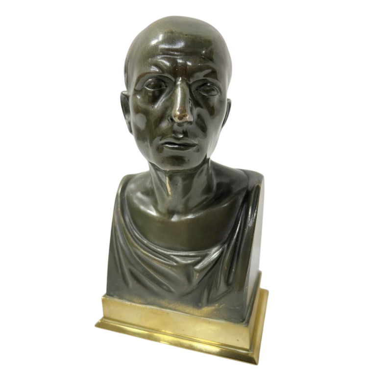 Bronzen buste van Cicero met bruine patina, 20e eeuw