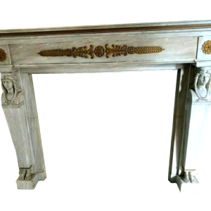 Empire style fireplace in Bleu Turquin marble, antique fireplace, 19th century