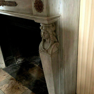 Empire style fireplace in Bleu Turquin marble, antique fireplace, 19th century