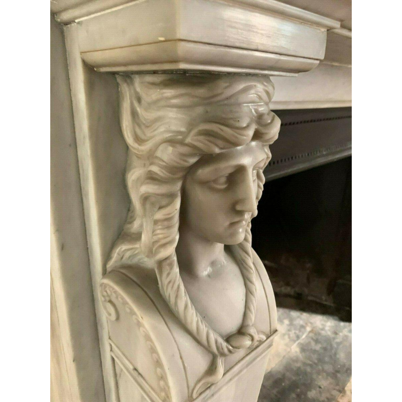 Cheminée de style Empire en marbre Bleu Turquin, cheminée ancienne, XIXe s