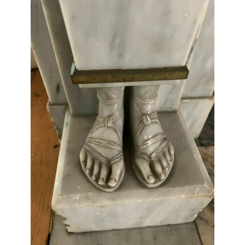 Empire style fireplace in Bleu Turquin marble, antique fireplace, 19th century