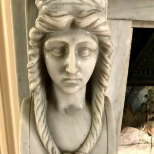 Empire style fireplace in Bleu Turquin marble, antique fireplace, 19th century