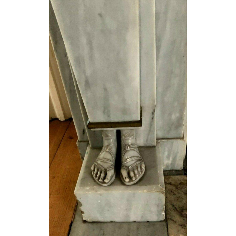 Empire style fireplace in Bleu Turquin marble, antique fireplace, 19th century