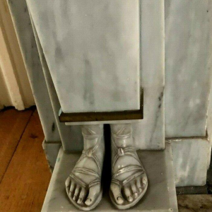 Empire-stijl open haard van Bleu Turquin marmer, antieke open haard, 19e eeuw