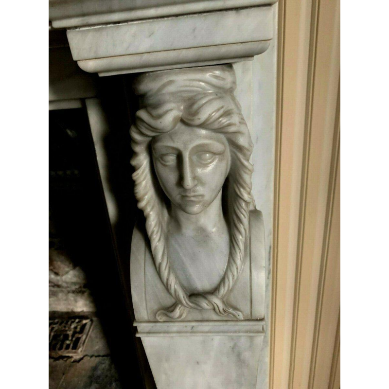 Empire style fireplace in Bleu Turquin marble, antique fireplace, 19th century