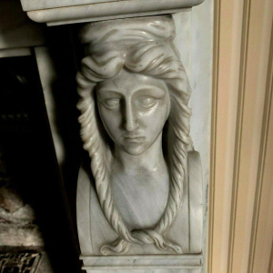 Empire style fireplace in Bleu Turquin marble, antique fireplace, 19th century