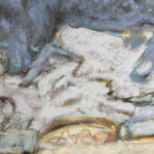 Yves Wacheux "The Blue Beach" mixed media on paper, 20th century