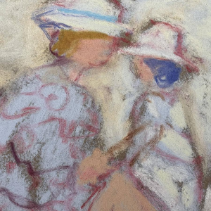 Yves Wacheux "The Blue Beach" mixed media on paper, 20th century