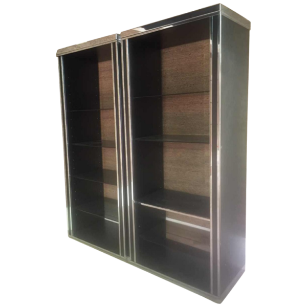 Willy Rizzo pour Mario Sabot, grande étagère bibliothèque rétroéclairée, 1970