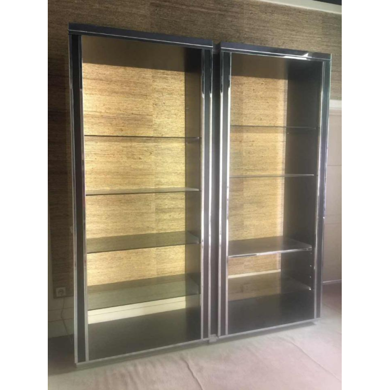 Willy Rizzo for Mario Sabot, large backlit bookshelf shelf, 1970