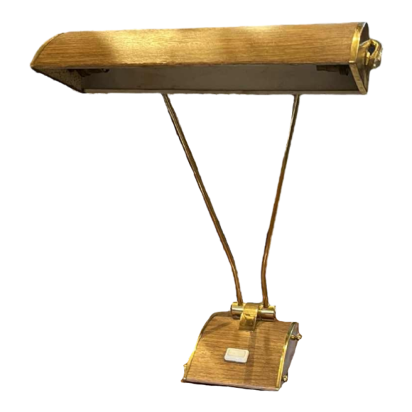 EILEEN GRAY JUMO Lampe à poser ou de bureau (doré & brun), design moderniste, ca 1945