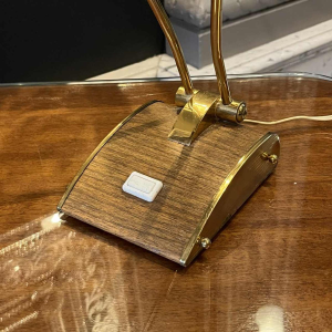 EILEEN GRAY JUMO Table or desk lamp (gold & brown), modernist design, ca 1945