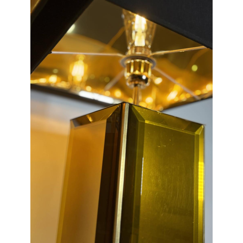 Murano - paar grote lampen van amberkleurig en messing Murano-glas - Italië, jaren 80