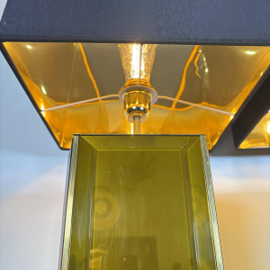 Murano - pair of large amber and brass Murano glass lamps - Italy, 1980s