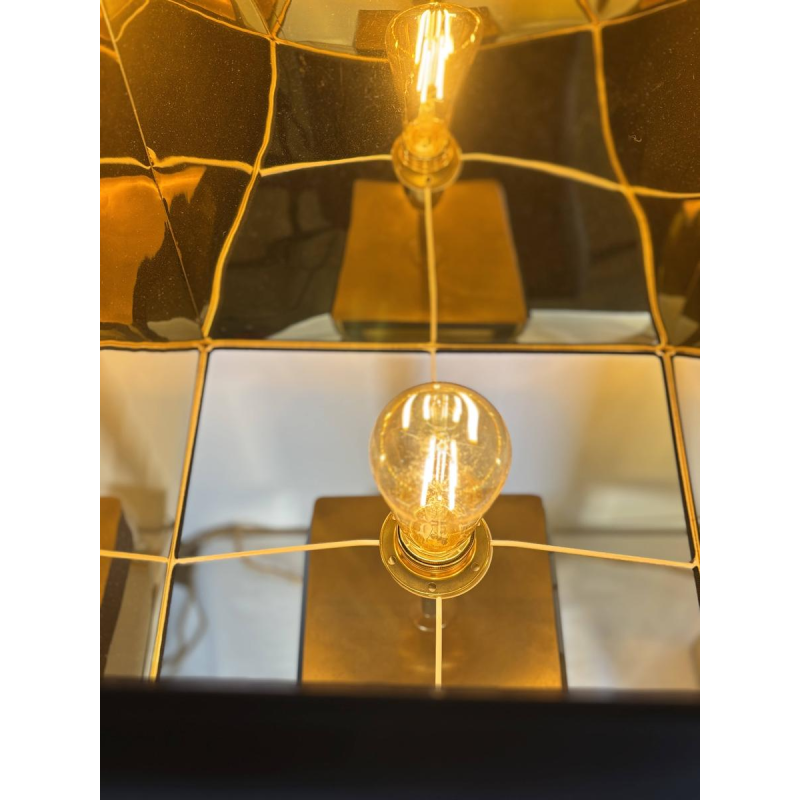 Murano - paire de grandes lampes en verre de Murano ambre et laiton - Italie, années 1980