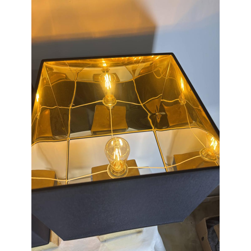 Murano - paire de grandes lampes en verre de Murano ambre et laiton - Italie, années 1980