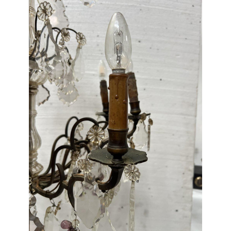 Louis XV style chandelier with pendants and colored glass fruit, 20th century