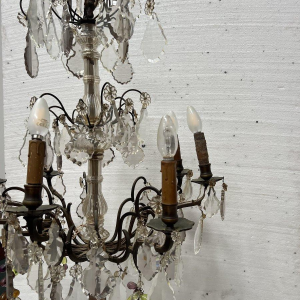 Louis XV style chandelier with pendants and colored glass fruit, 20th century