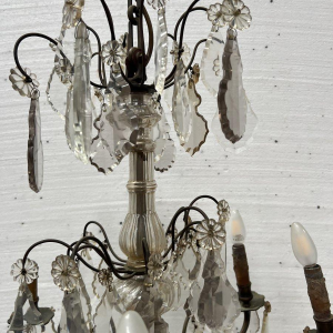 Louis XV style chandelier with pendants and colored glass fruit, 20th century