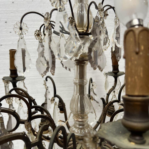 Louis XV style chandelier with pendants and colored glass fruit, 20th century