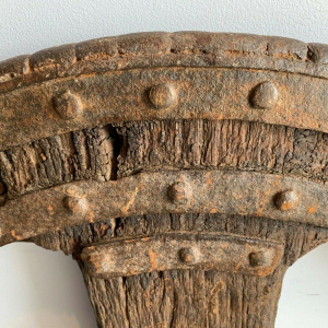 Set of two riveted wrought iron chariot wheels, 16th century