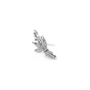 Vintage platinum brooch with brilliant-cut and baguette-cut diamonds