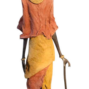 Adama Gandema 'Masai Man' verloren was bronzen sculptuur 1.20m, 21e eeuw