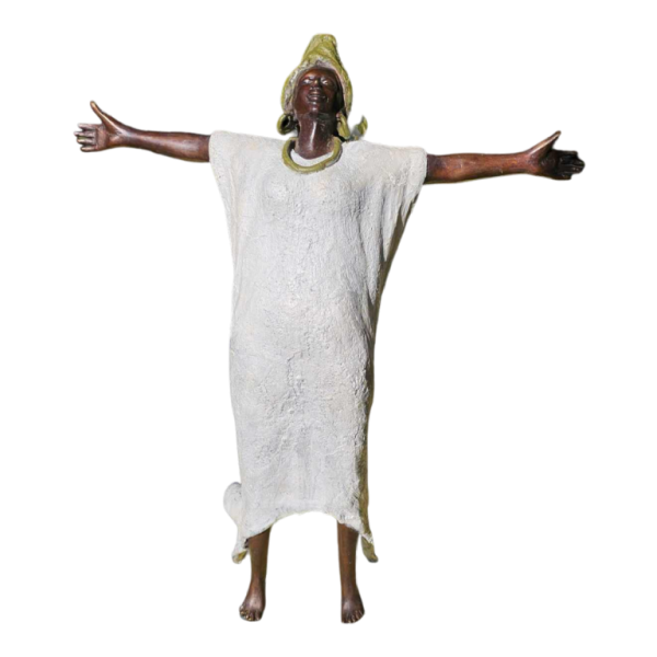 Adama Gandema "Woman with scarf" bronze sculpture, Burkina Faso
