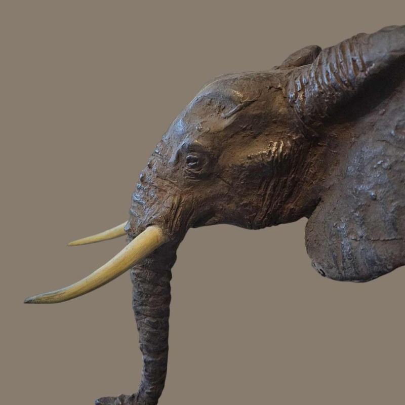 Adama Gandema, bronze cire perdue, tête d'éléphant