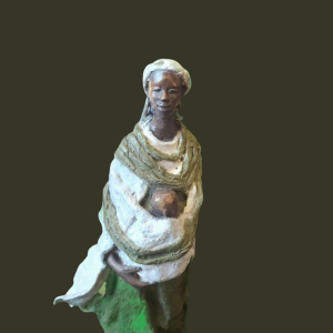 Adama Gandema 'Maternité' sculpture en bronze patiné à la cire perdue, XXIe s