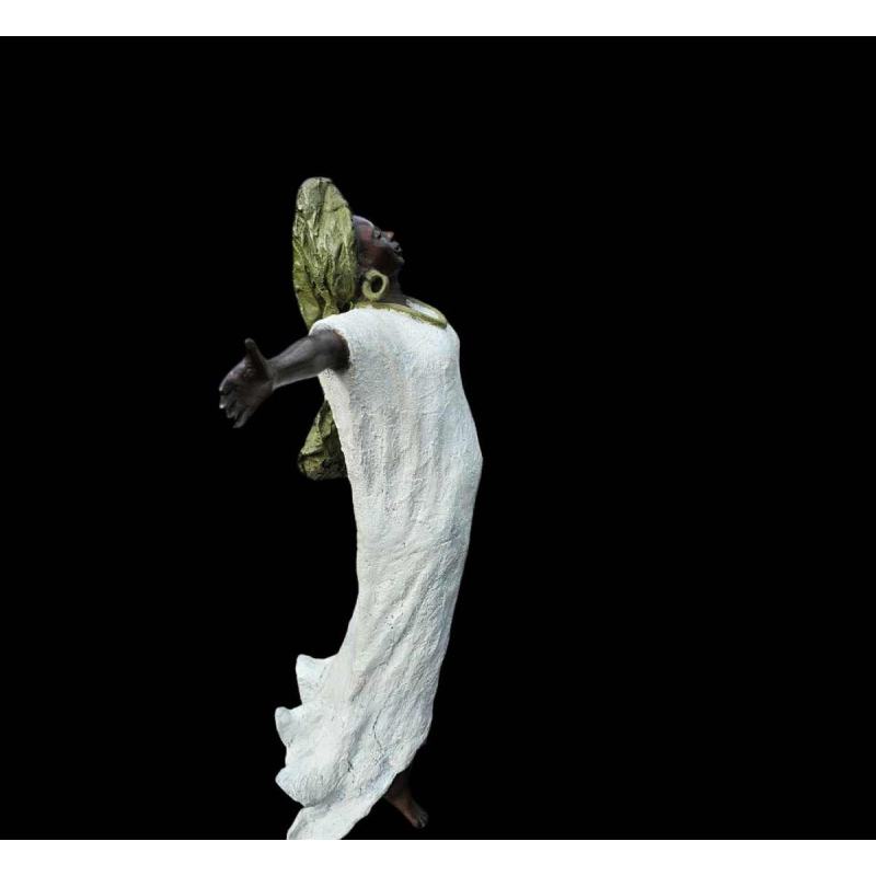 Adama Gandema "Woman with scarf" bronze sculpture, Burkina Faso