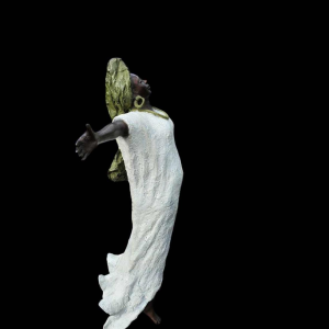 Adama Gandema "Woman with scarf" bronze sculpture, Burkina Faso