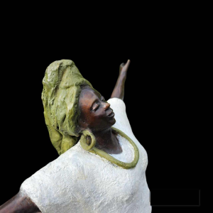 Adama Gandema "Femme au foulard" sculpture en bronze, Burkina Faso