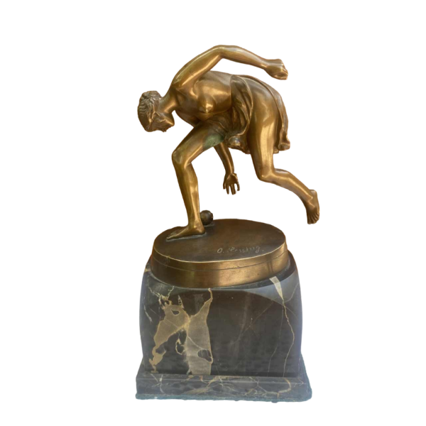OTTO LESSING foundry Gladenbeck Berlin "Woman catching a ball" bronze sculpture, ca 1920