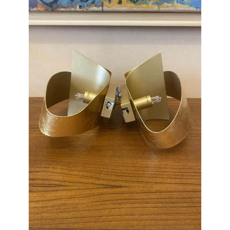 Pair of brushed brass wall lights