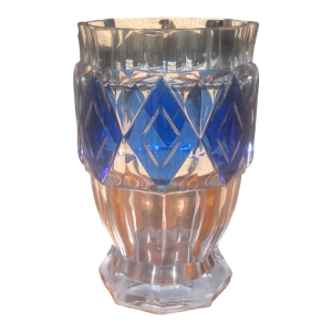 Grand vase Art Déco, Val St Lambert, Charles Graffart, cristal taillé, ca 1930