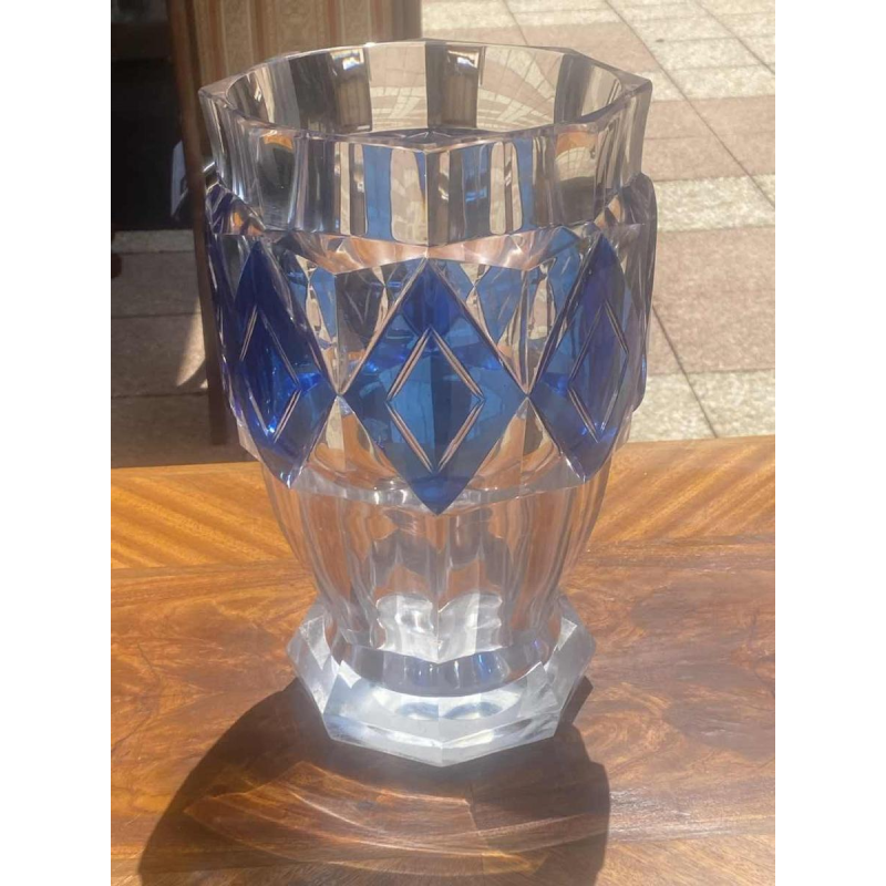 Grand vase Art Déco, Val St Lambert, Charles Graffart, cristal taillé, ca 1930