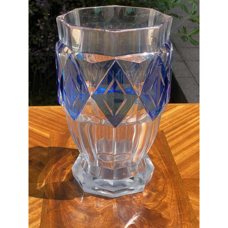 Joseph Simon voor Val Saint Lambert, Art Deco vaas, geslepen kristal, ca 1930